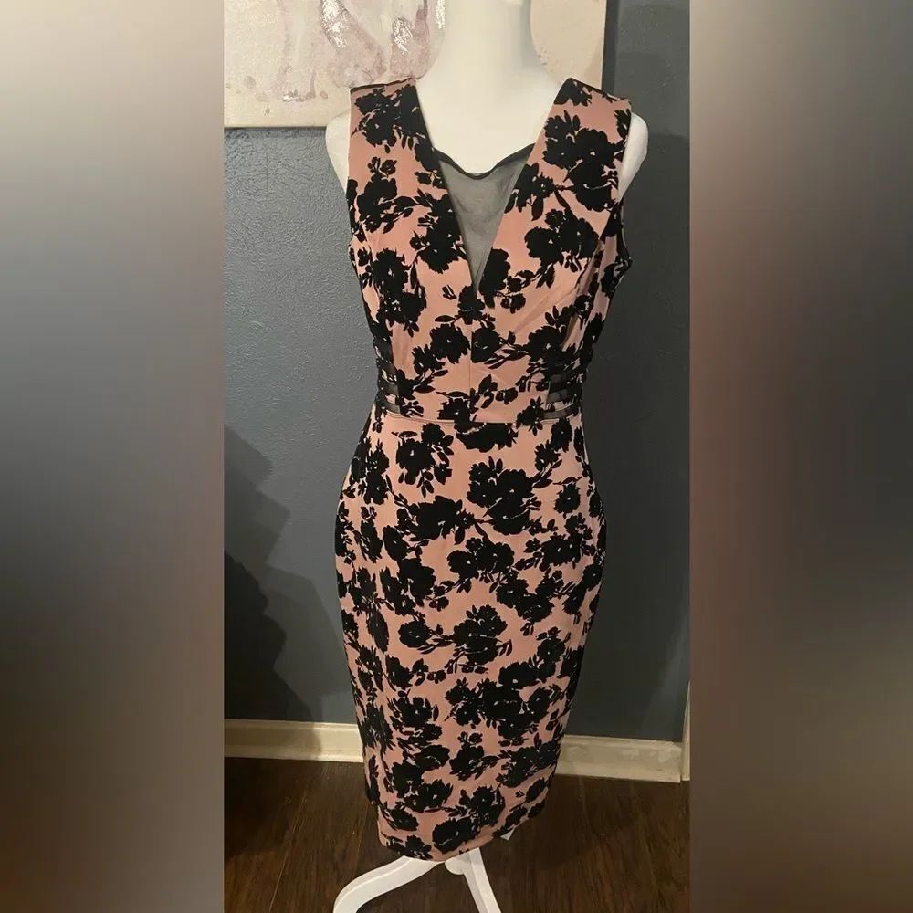 Enfocus Studio Floral Midi Dress velvet florals size 8